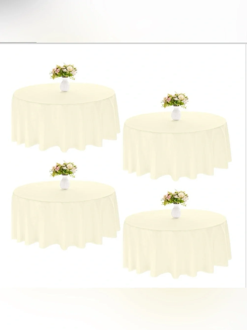 Classic Polyester Washable Tablecloth 108” Round (4-pack) CREAM